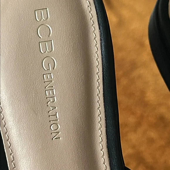 BCBGeneration Black Mules with Gold Buckles - Picture 6 of 6